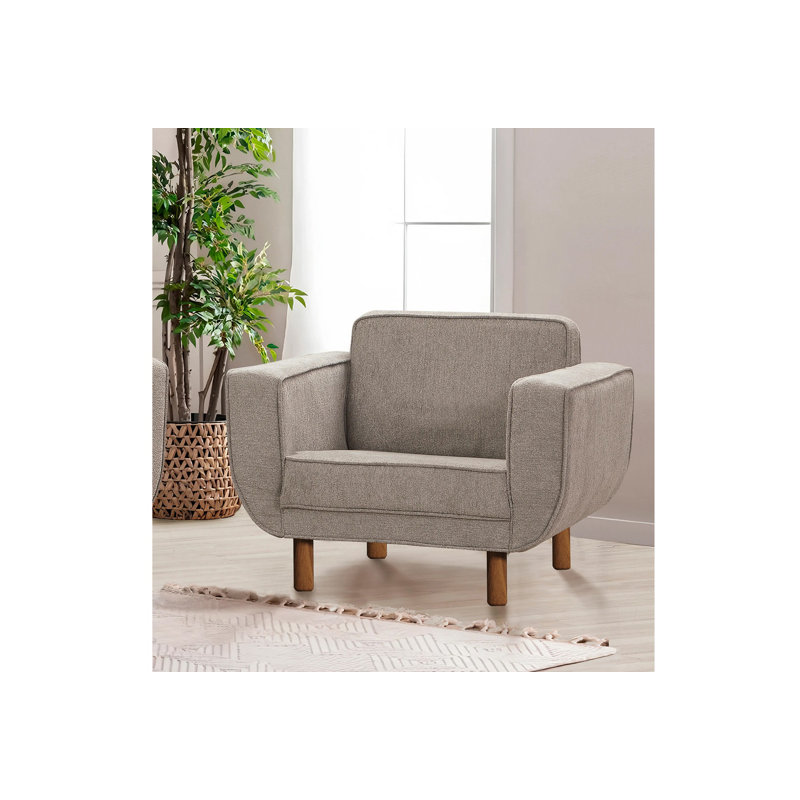 Fauteuil à oreilles, Mélange de polyester gris, Brun