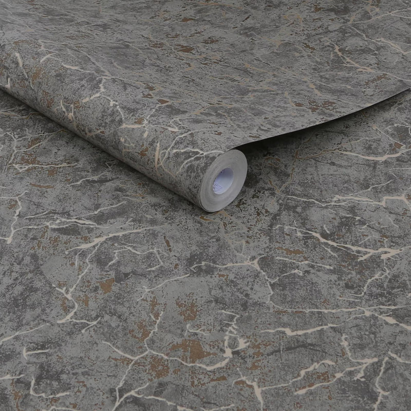 Boutique Carrara Textured Plain Wallpaper, Black