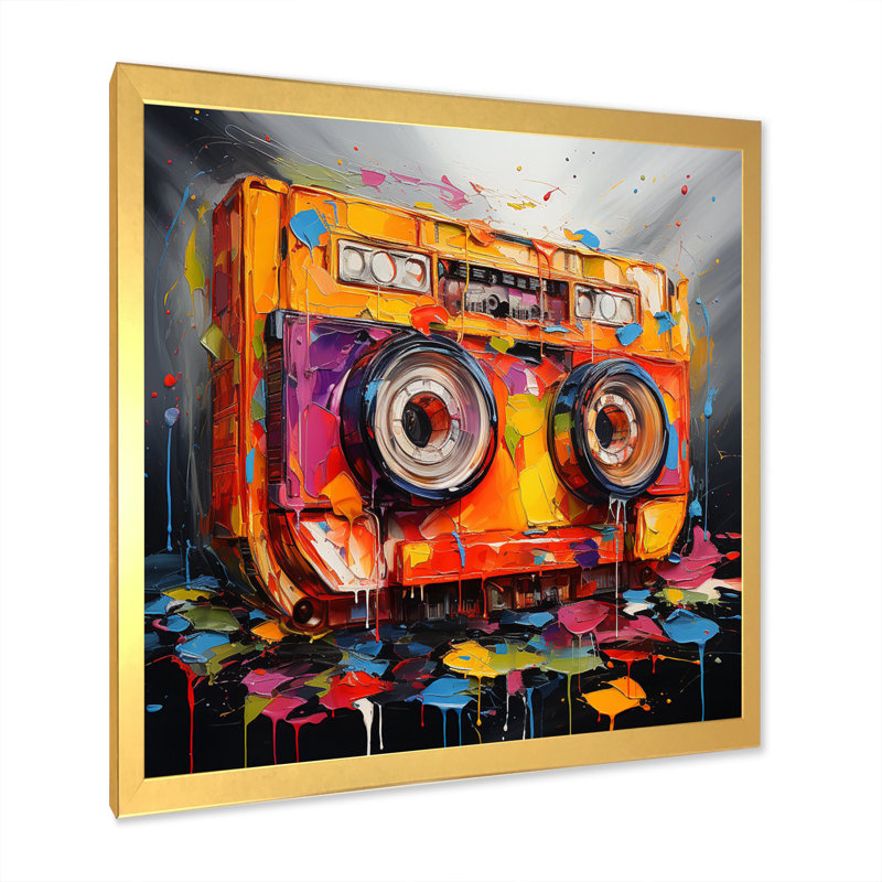 Cassette Tapes Tape Symphony - Music Canvas Art Print, H 30 po x l 30 po x P 1 po, Encadrement doré