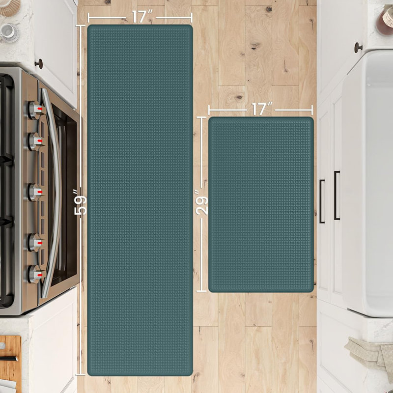 Solid Colour Anti-Fatigue Kitchen Mat, Green