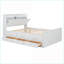 Lit de rangement en bois avec prises de courant, lit gigogne simple et tiroirs - Blanc pour chambres à coucher modernes-1305221074