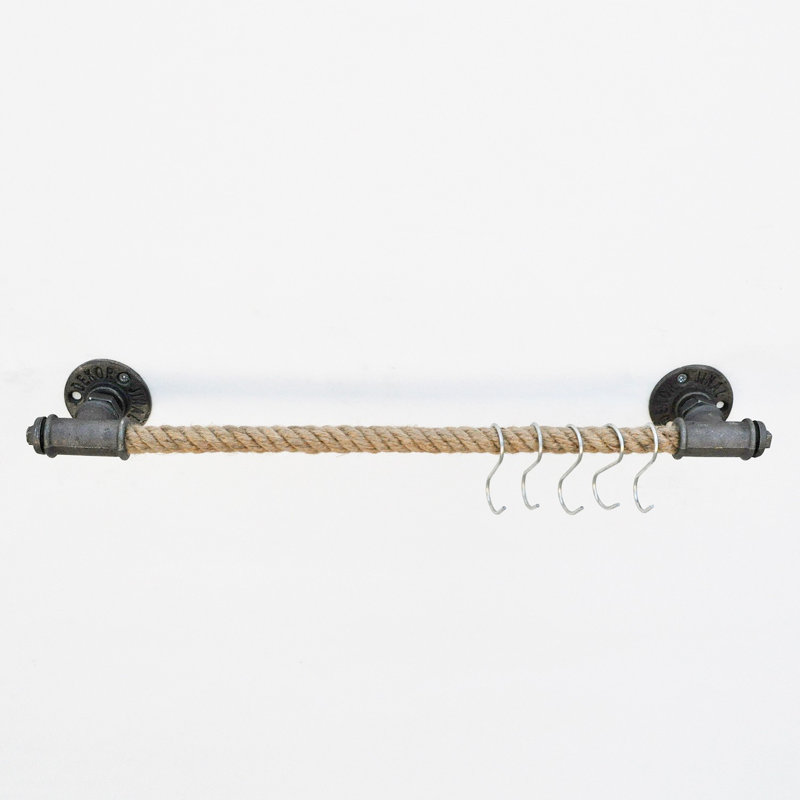 Tablette flottante avec crochets Alaya, Noir / Noyer