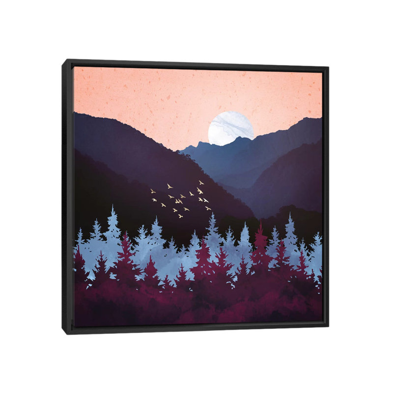 Mulberry Dusk - impression d'art graphique, Toile avec cadre noir, Aucun mat, H 18 po x l 18 po x 1,5 po