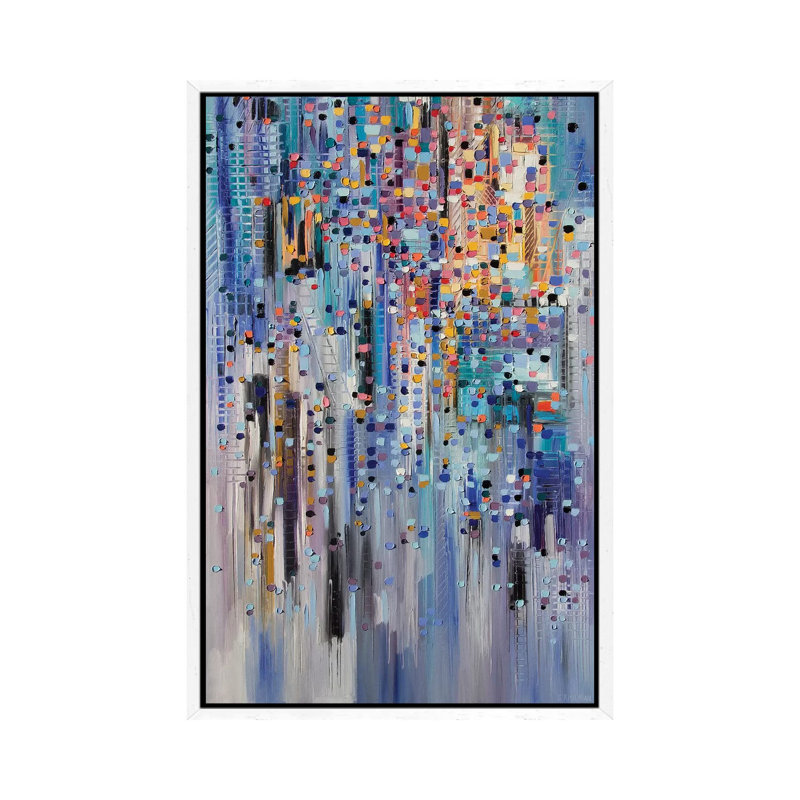 Happy City 1 Piece Wall Art on Canvas, 101.6 cm H x 66.04 cm W, White Framed