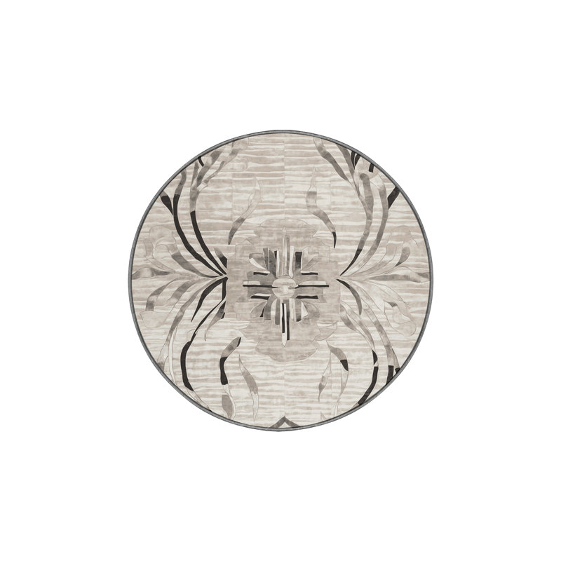 Tapis gris lavable à la machine, Rond 4 pi