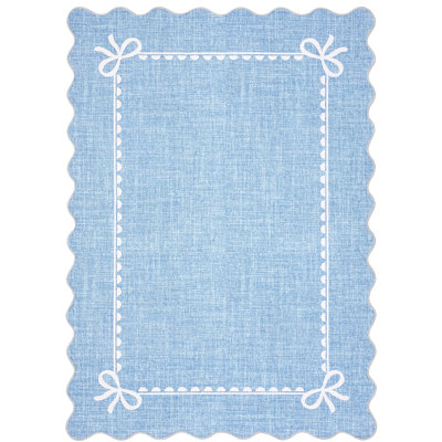 Scalloped Bow Rug for Living Room, Solid Rug for Bedroom, Washable Rugs Soft Low Pile Non Slip Scalloped Rugs for Nursery College Bedroom Decor Kids Room Playroom