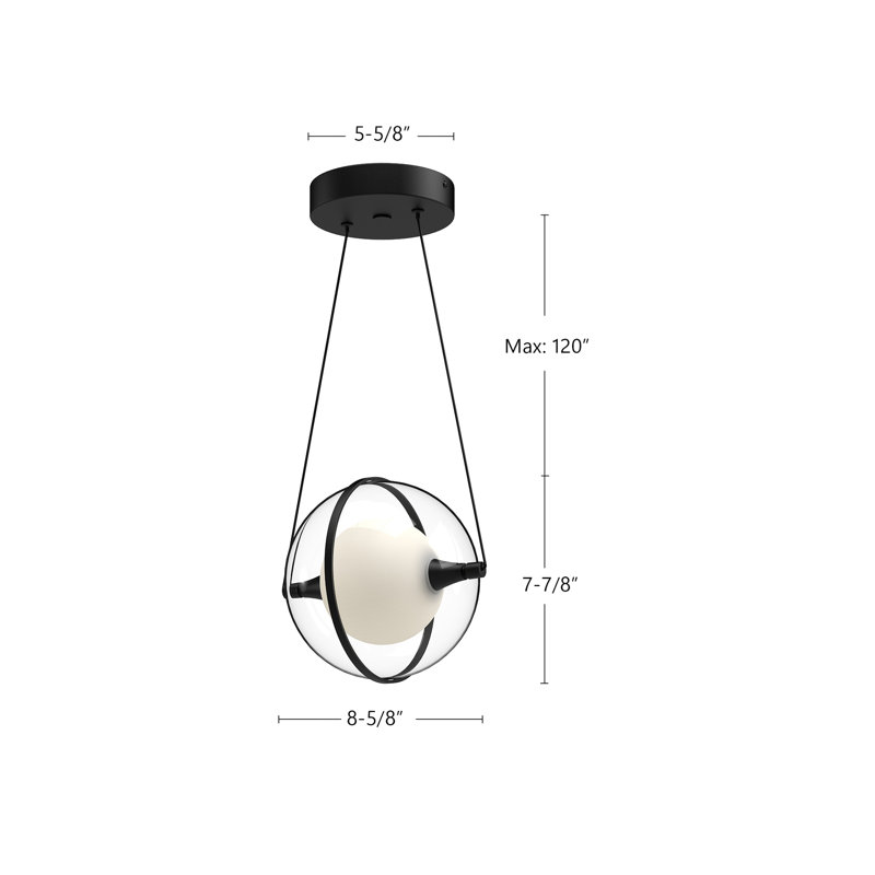 Aries 1 - Light LED Pendant, Brushed Gold, 7.88" H x 8.63" W x 7.88" D