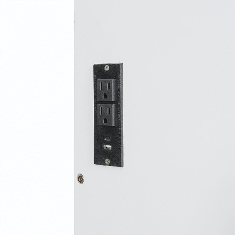 Grand lit escamotable mural et USB, blanc, White