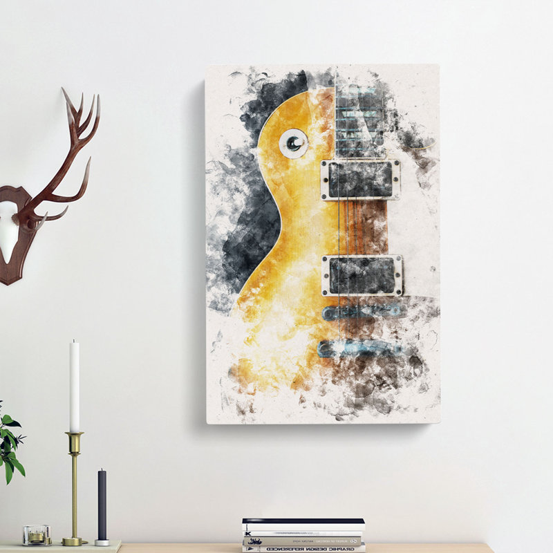 Aged Electric Guitar - Wrapped Canvas Painting, 60cm H x 40cm W x 3cm D