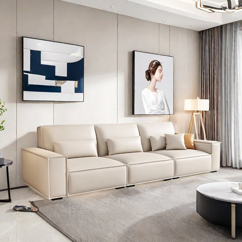 Modern simple tofu block sofa, 34.64" H x 137.79" W x 37.4" D, 5