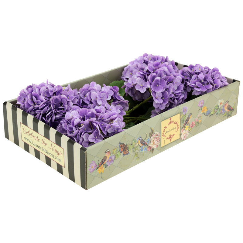 Vibrant Hydrangea Natural Touch, Box Of 6 - 19 Inches, Purple