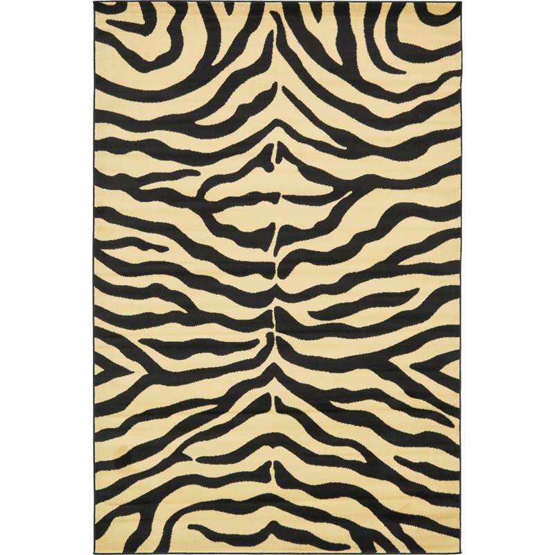 Tapis crème à imprimé animalier Testerman, Rectangle 6 pi 1 po x 9 pi