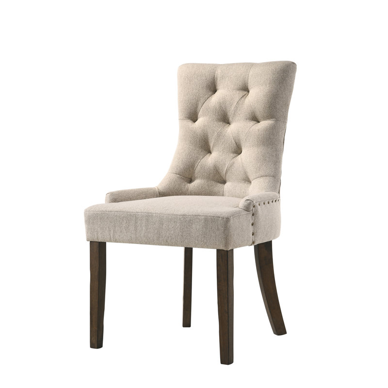 Shyann 18'' H Tufted Upholstered Side Chair, Cream