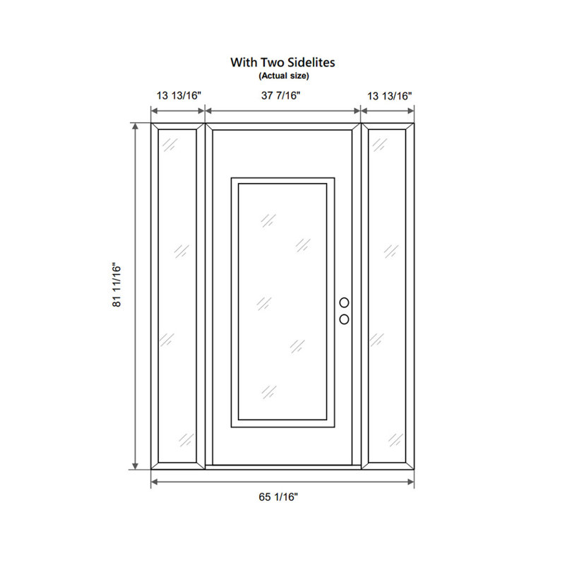 Porte d'entrée avant prémontée à panneau latéral en acier noir / blanc avec panneau latéral, Oui, L 65,69 po x H 81,69 po