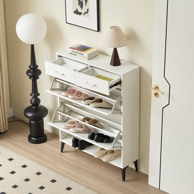 Large Size Shoe Cabinet,Free Standing Tipping Bucket Shoe Rack Organizer