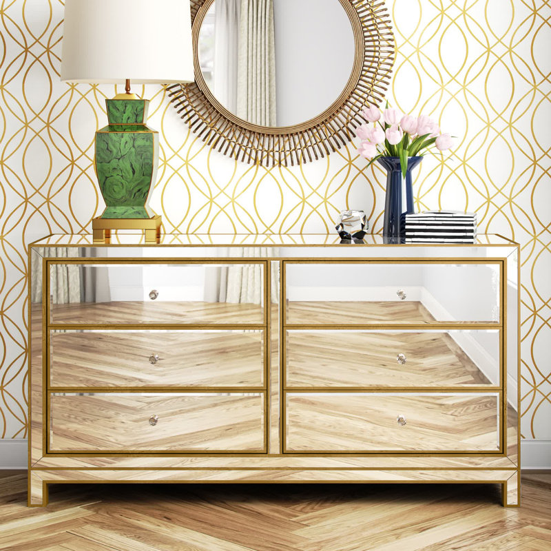 Fairgrove 60'' W 6 - Drawer Dresser, Gold