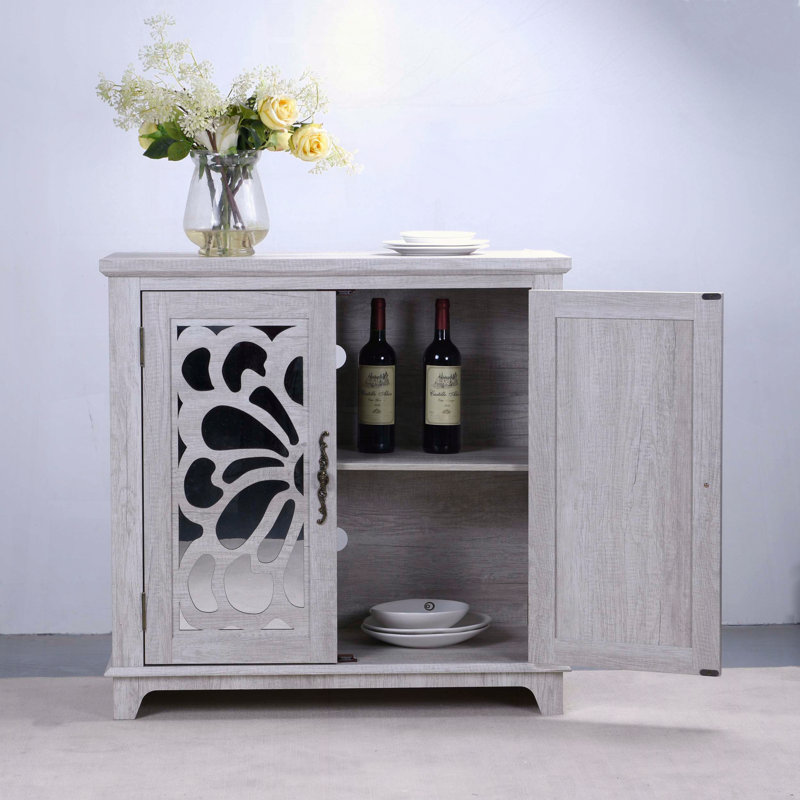 Armoire d'appoint à miroir gris, Light Gray