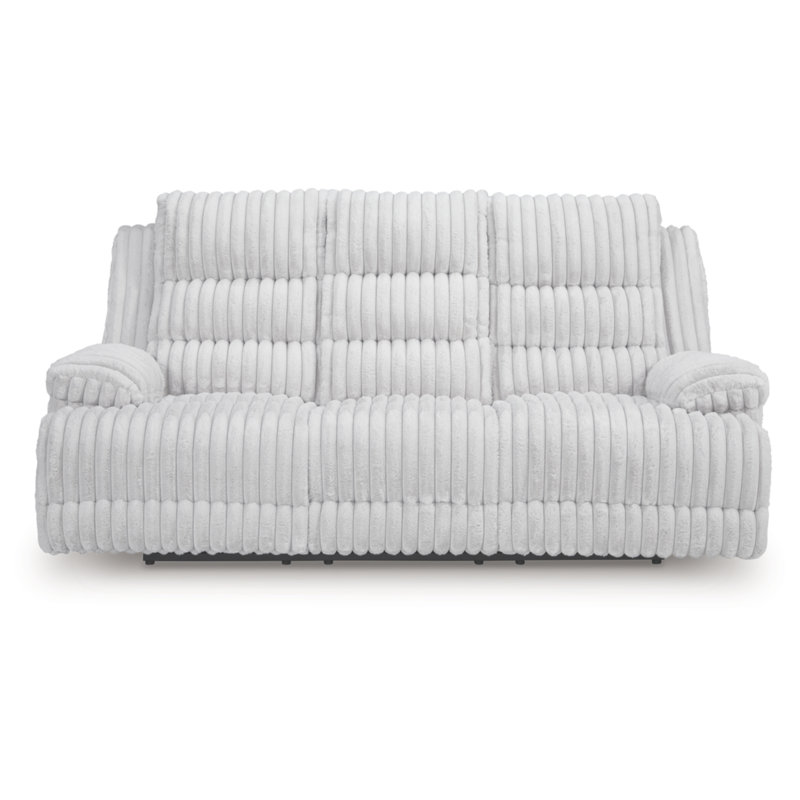Technique Power Reclining Sofa With Drop Down Table, White