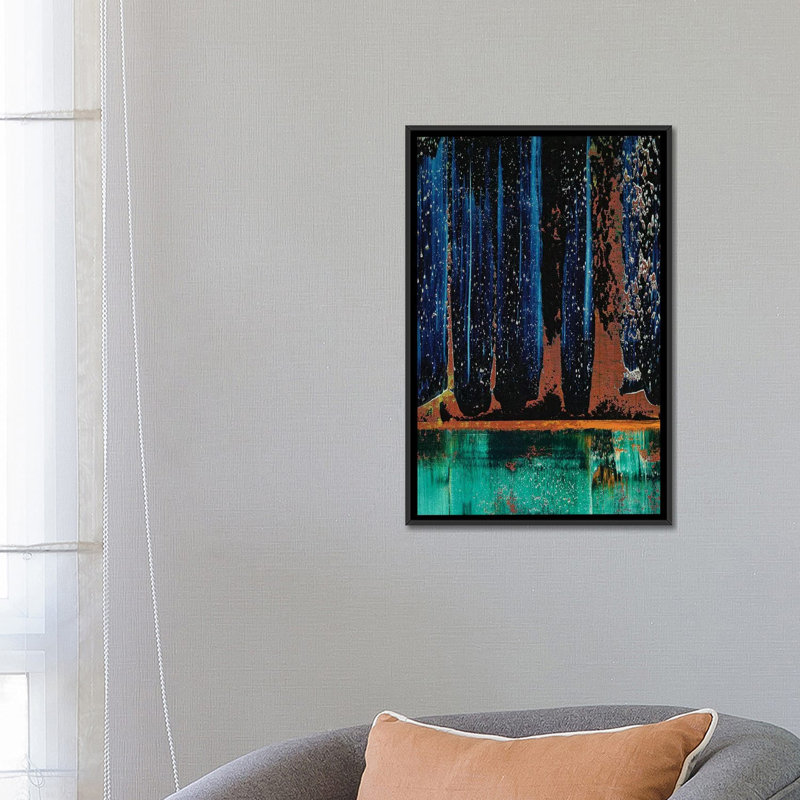 « intergalactic », reproduction sur toile, H 26 po x l 18 po x P 1,5 po, Toile avec cadre flottant noir, Pas de tapis