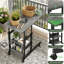Table de bout en forme de C avec station de charge - Table coulissante réglable en hauteur avec roulettes, tablettes de rangement à 2 niveaux pour le salon, la chambre à coucher et le bureau