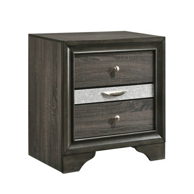 Grey 3-Drawer Nightstand