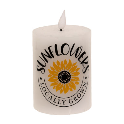Locally Grown Sunflowers LED Pillar Candle, 3"x4"