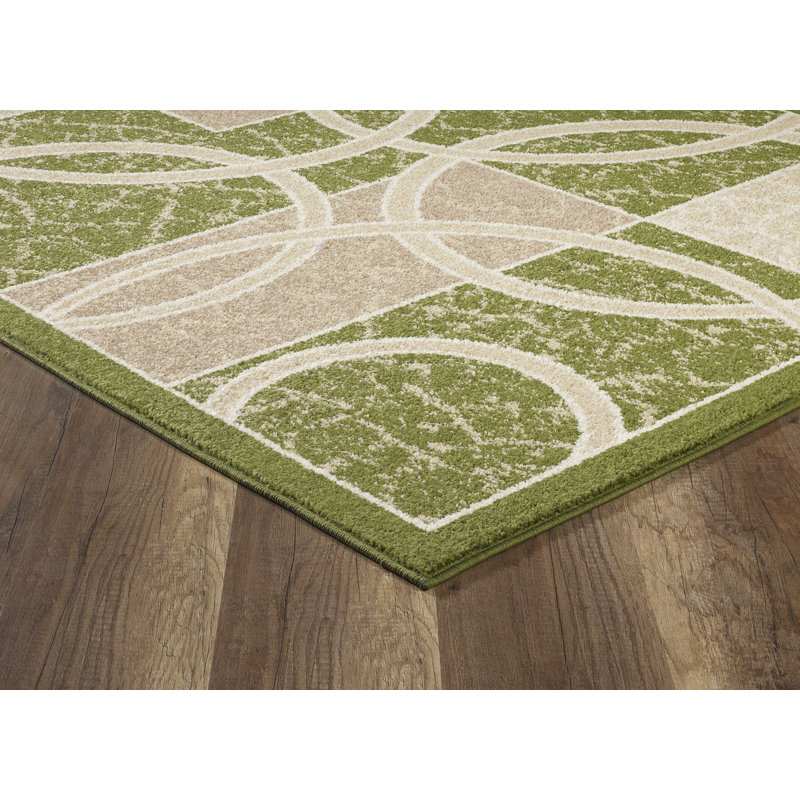 Tapis vert / beige Barger, Rectangle 5 pi x 7 pi