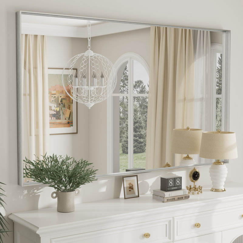 Miroir mural Aevar, 60 po x 36 po, Argent brossé
