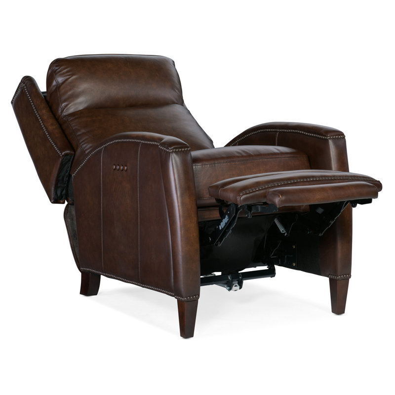 Dunsten Leather Manual Recliner, Power, Dark Brown Genuine Leather