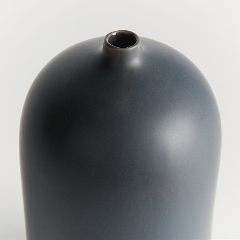 Ceramic Matte Navy Vase Small, 9.25" H x 4.5" W x 4.5" D