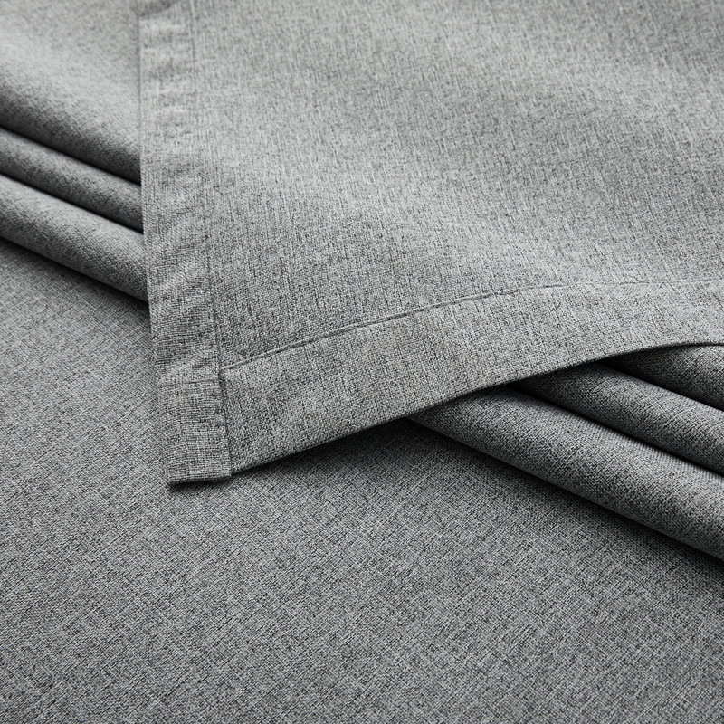 Linen Blend Blackout Curtain Panel Pair, Charcoal, 137cm Width x 168cm Drop