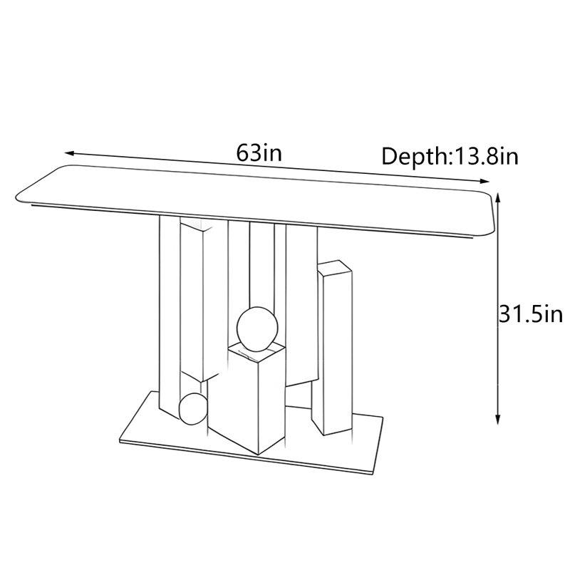 Luxury Style Entryway Console, 31.5" H x 63" W x 13.8" D