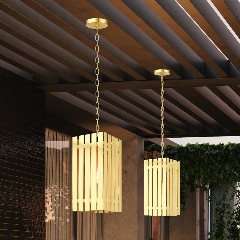Luminaire suspendu simple à 1 lumière Sidley, Laiton satiné