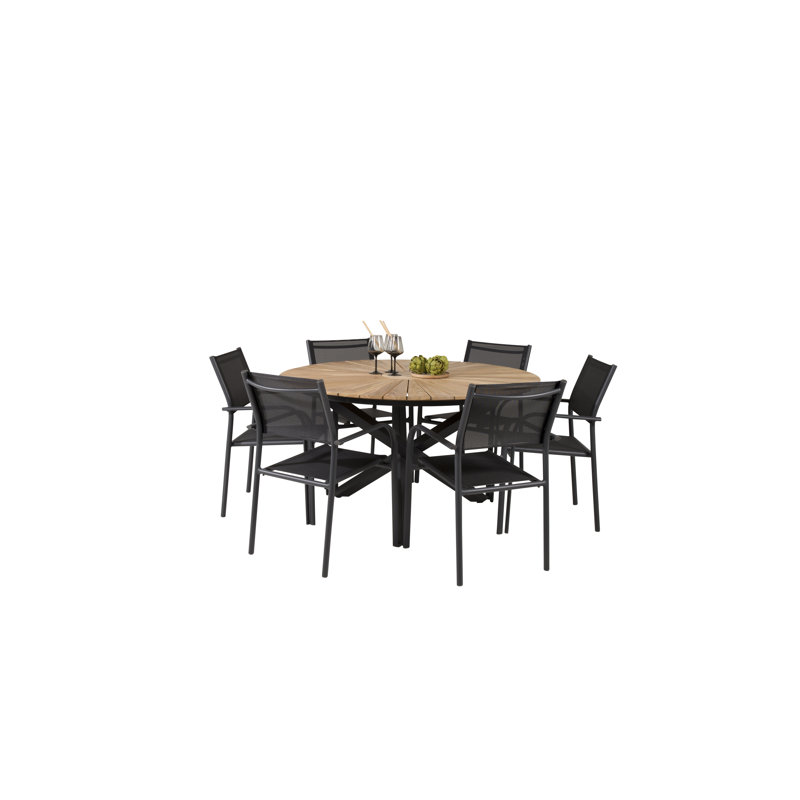 Anoki 6 - Person Solid Wood Patio Dining Set Round Table