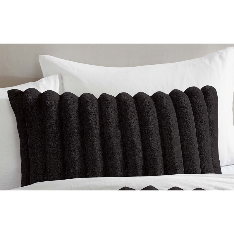Black Twin XL Faux Fur Reversible Comforter Set