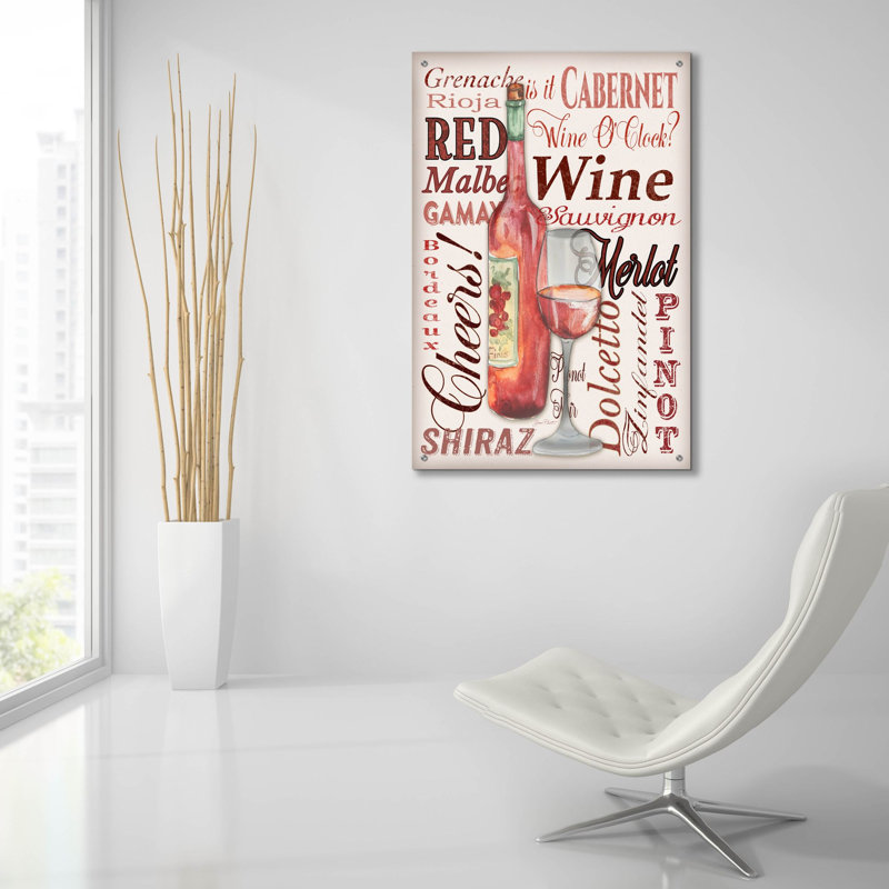 «Red Wine75» par Jean Plout, art mural en verre acrylique, 24 po x 36 po, 24 po x 36 po