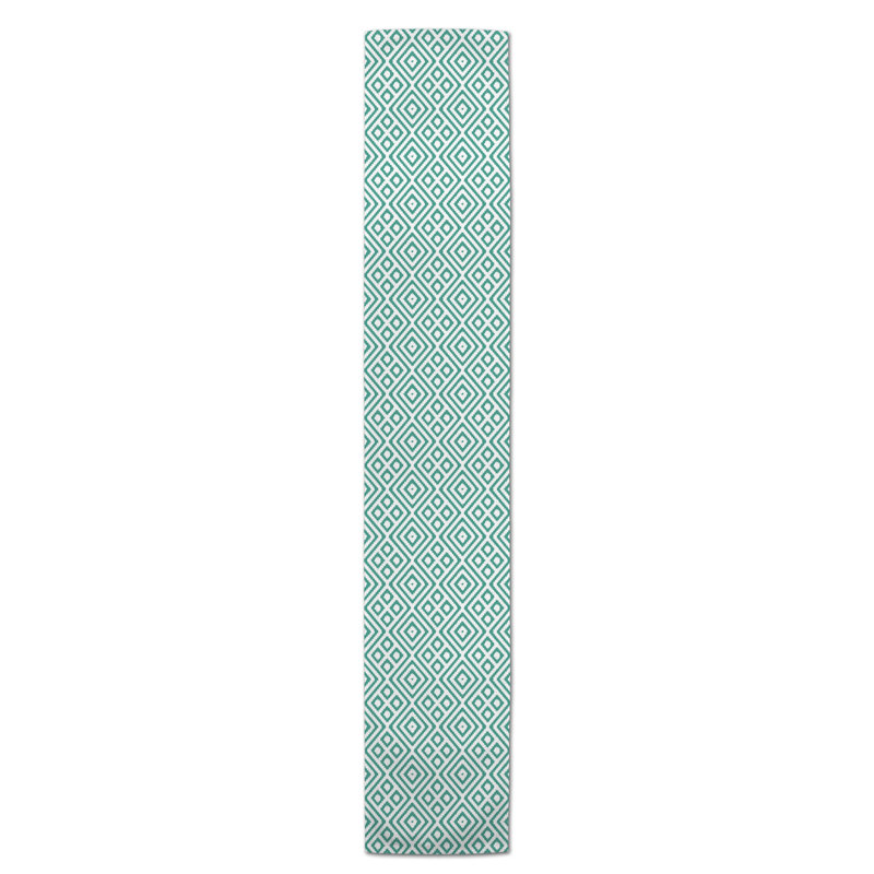 Chemin de table en losanges pointillé Nalston, 72 po x 16 po, Bleu sarcelle, Geometric