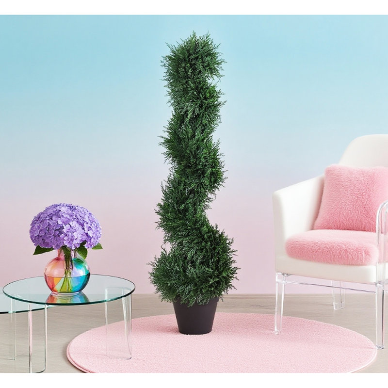 Topiaire de cèdre artificiel en spirale, fausse plante d'intérieur / extérieur
