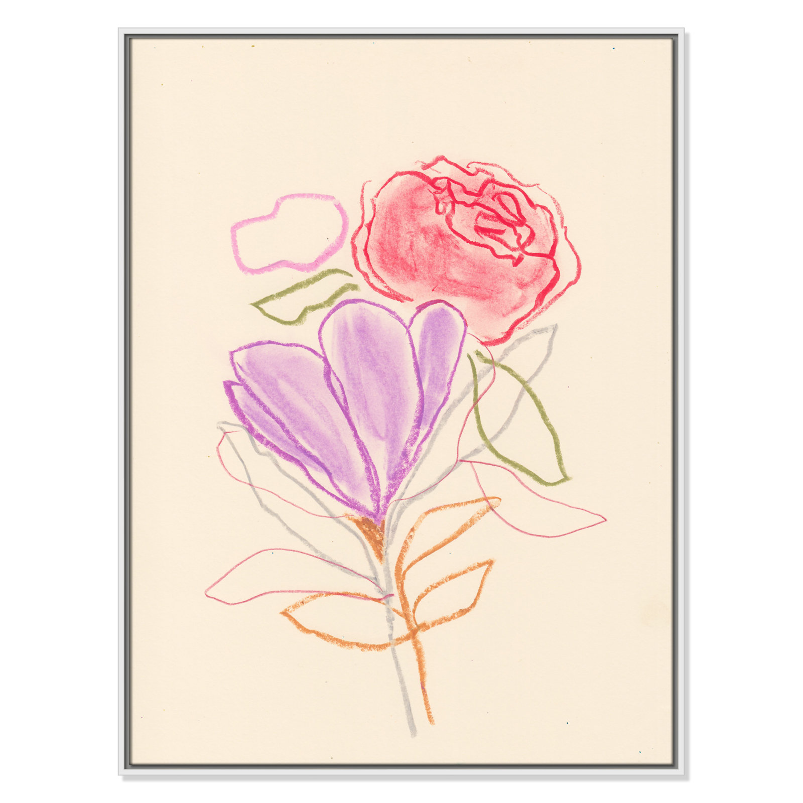 Simple Floral "Simple Floral III" Print, White Floater Framed Canvas, No Mat, 41.5" H x 31.5" W x 2" D