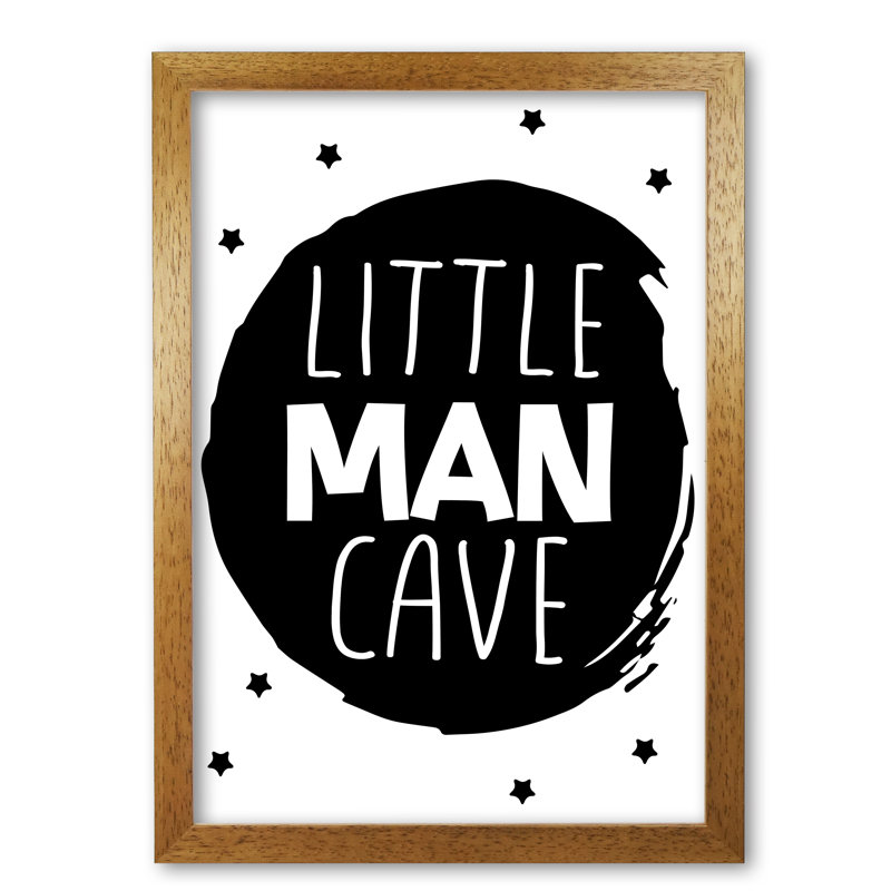 Little Man Cave Circle - Print, Honey Oak Frame, 30 cm H x 21 cm W x 5 cm D