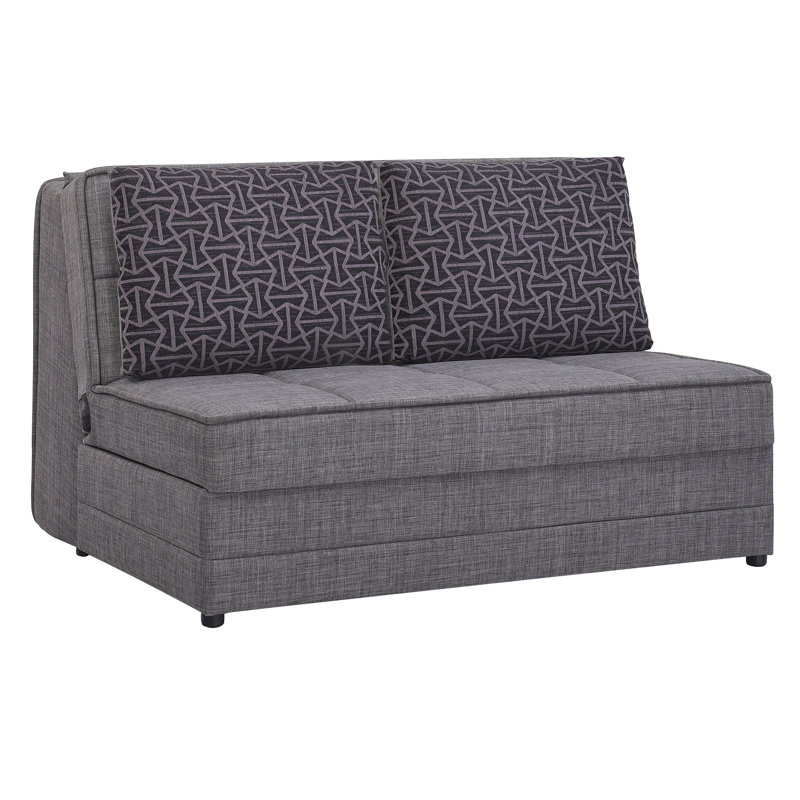 Caily 55 in. Fabric Upholstered 2-Seater 3-in-1 Sleeper Loveseat Sofa Bed with Storage, Gray Chenille
