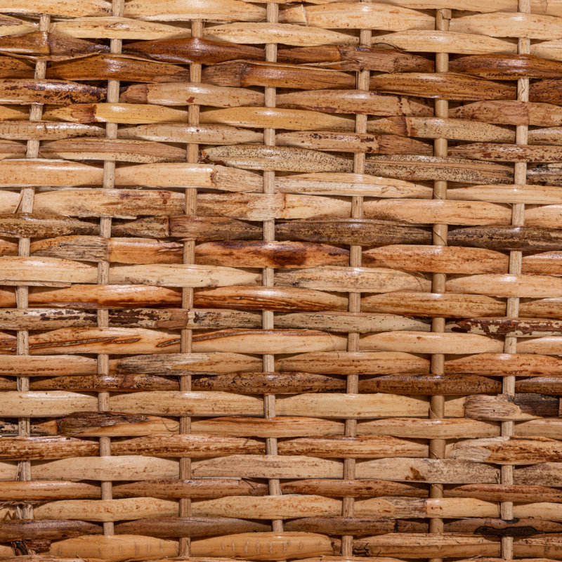 Oversized Hand-Woven Rattan Tray with Metal Handles, Dark Brown