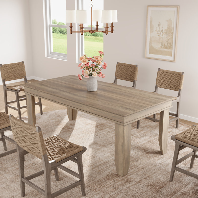 Table de salle à manger Farmhouse, H 30 po x l 70,9 po x P 35,4 po, Bois naturel / beige