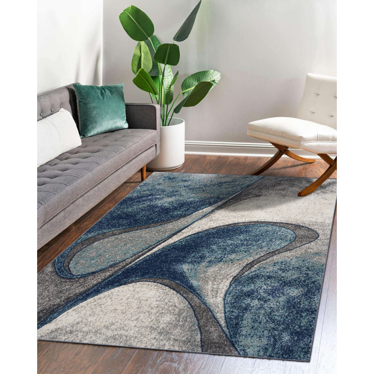 Tapis bleu abstrait San Michele