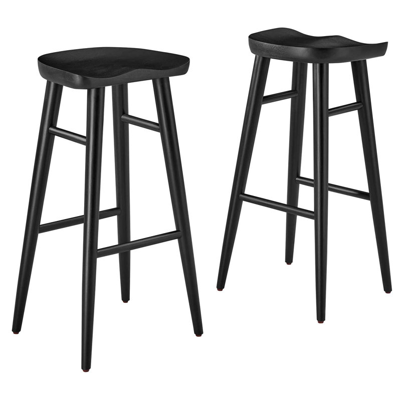 Modway Saville Solid Wood Stool, Bar Stool (32" Seat Height), Black