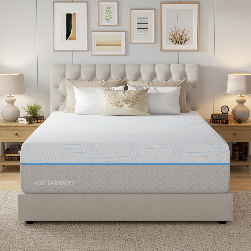 Matelas en mousse viscoélastique imprégnée de gel mi-ferme 14 po Egohome, Grand lit, 14"