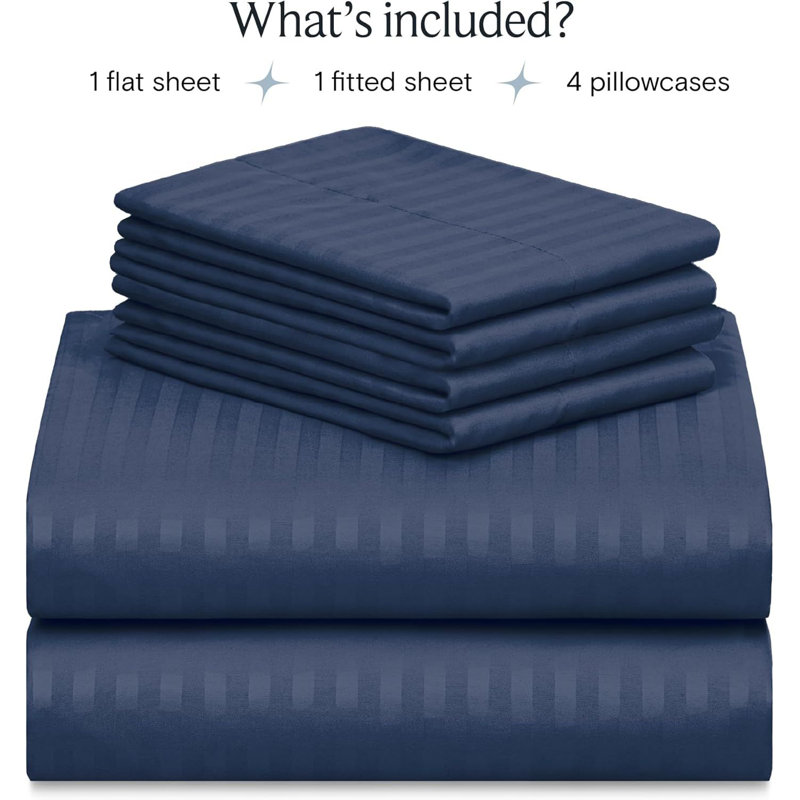 Luxclub 4 PC Navy Queen Silky Soft Cooling Extra Deep Pocket Performance Sheet Set, Navy , Queen Sheet Set with 4 Pillowcases