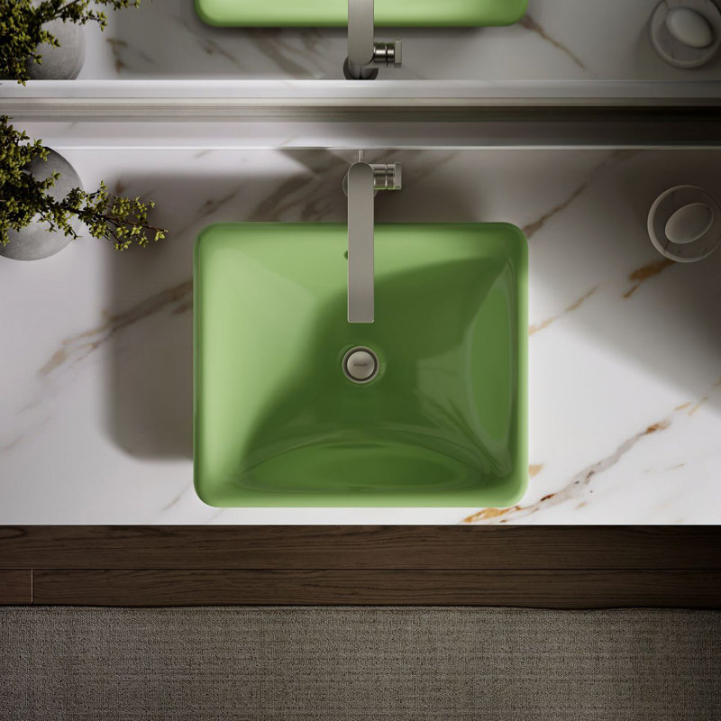 Iron Plains 18-1 / 2 po Lavabo vasque de salle de bain rectangulaire, Vert frais