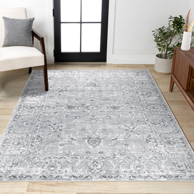 Tapis persan gris pâle rétro moderne Laxton