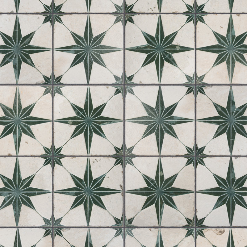 Kings 18" x 18" Ceramic Patterned Wall & Floor Tile, Sage